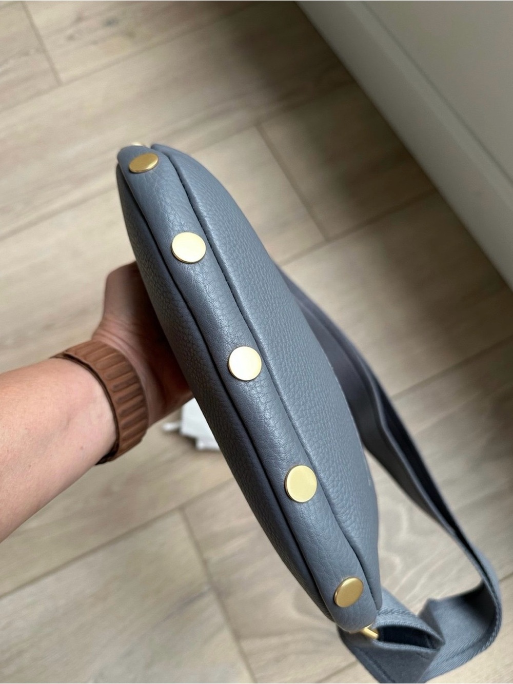 🆕 ✨HAMMITT Charles Medium Sonnet Grey Leather Brushed Gold Crossbody Bag - Picture 11 of 11